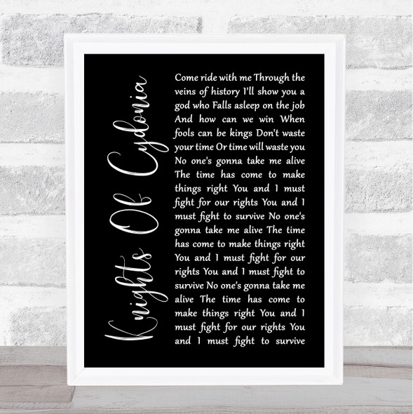 Muse Knights Of Cydonia Black Script Song Lyric Music Gift Poster Print