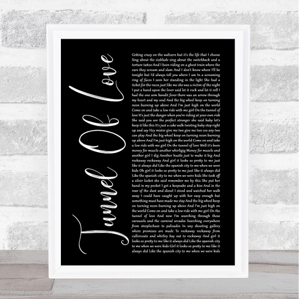 Dire Straits Tunnel Of Love Black Script Song Lyric Music Gift Poster Print