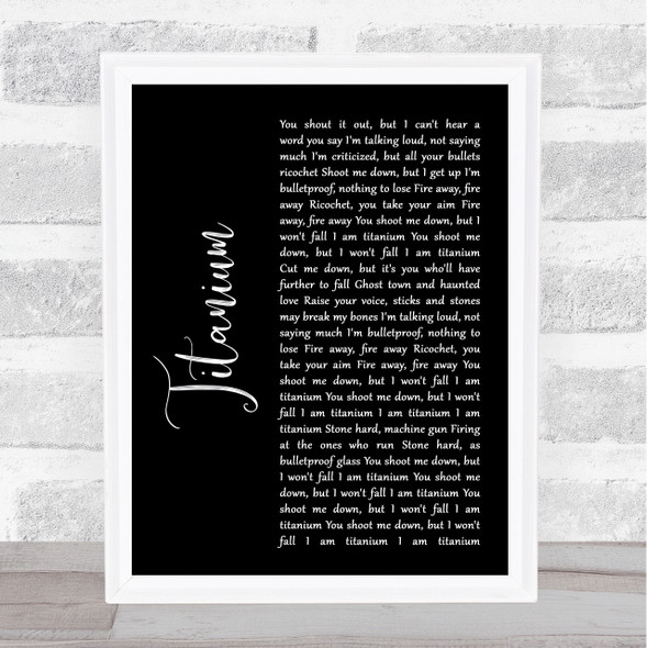 David Guetta Ft Sia Titanium Black Script Song Lyric Music Gift Poster Print