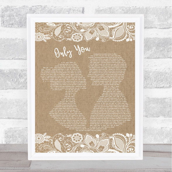 Yazoo Only You Burlap & Lace Song Lyric Music Gift Poster Print