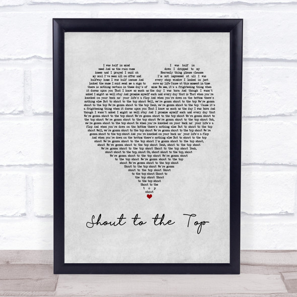 Paul Weller Shout to the Top Grey Heart Song Lyric Music Gift Poster Print