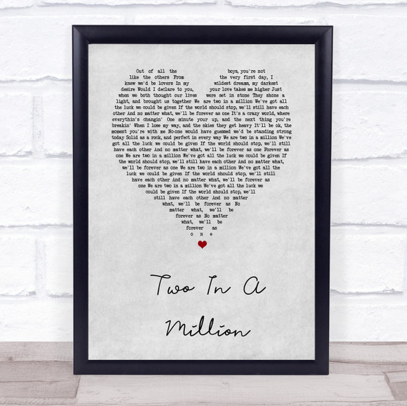 S Club 7 Two In A Million Grey Heart Song Lyric Music Gift Poster Print