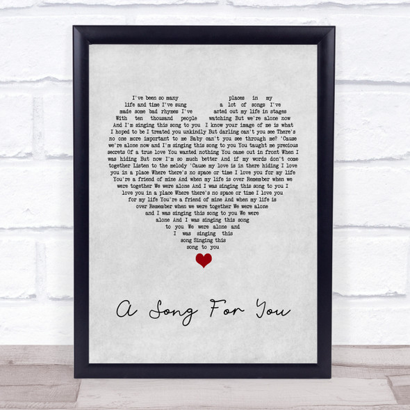 Donny Hathaway A Song For You Grey Heart Song Lyric Music Gift Poster Print