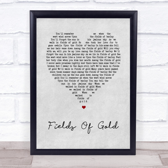 Sting Fields Of Gold Grey Heart Song Lyric Music Gift Poster Print