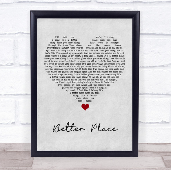 Rachel Platten Better Place Grey Heart Song Lyric Music Gift Poster Print