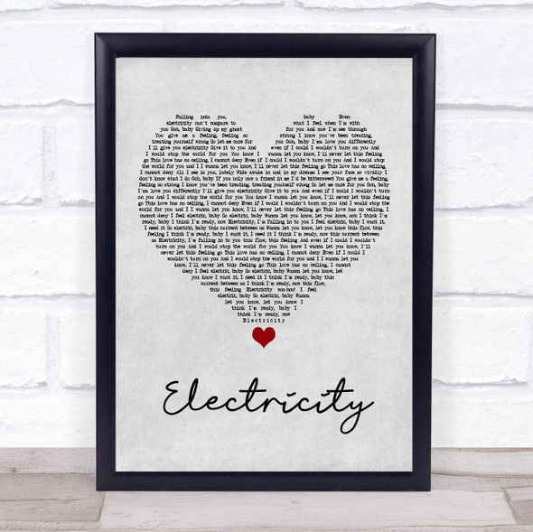 Silk City & Dua Lipa Electricity Grey Heart Song Lyric Music Gift Poster Print