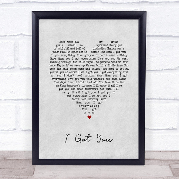 Jack Johnson I Got You Grey Heart Song Lyric Music Gift Poster Print