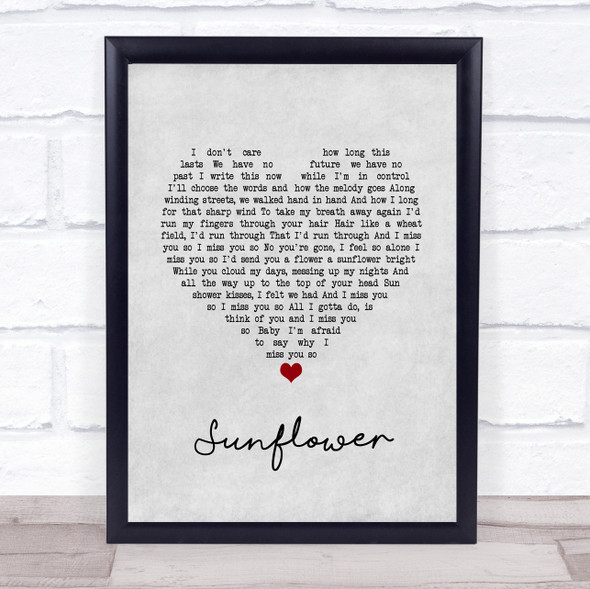 Paul Weller Sunflower Grey Heart Song Lyric Music Gift Poster Print