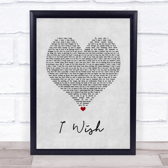 R Kelly I Wish Grey Heart Song Lyric Music Gift Poster Print