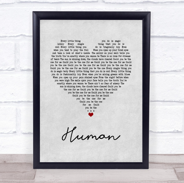 Jon McLaughlin Human Grey Heart Song Lyric Music Gift Poster Print