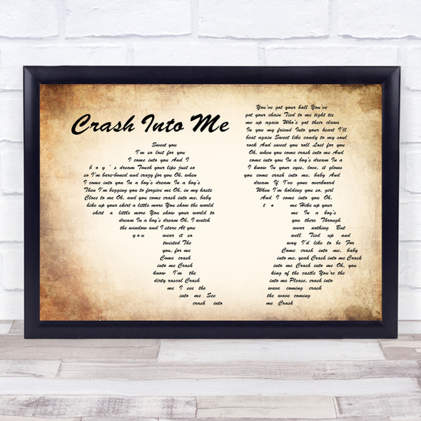 Dave Matthews Band Crash Into Me Man Lady Couple Song Lyric Music Gift Poster Print