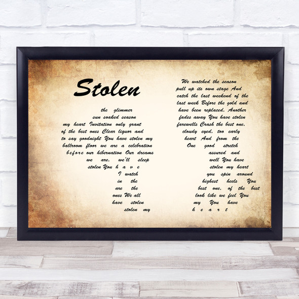 Dashboard Confessional Stolen Man Lady Couple Song Lyric Music Gift Poster Print