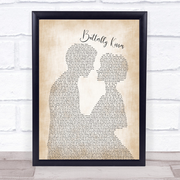 Bob Carlisle Butterfly Kisses Man Lady Bride Groom Wedding Song Lyric Music Gift Poster Print