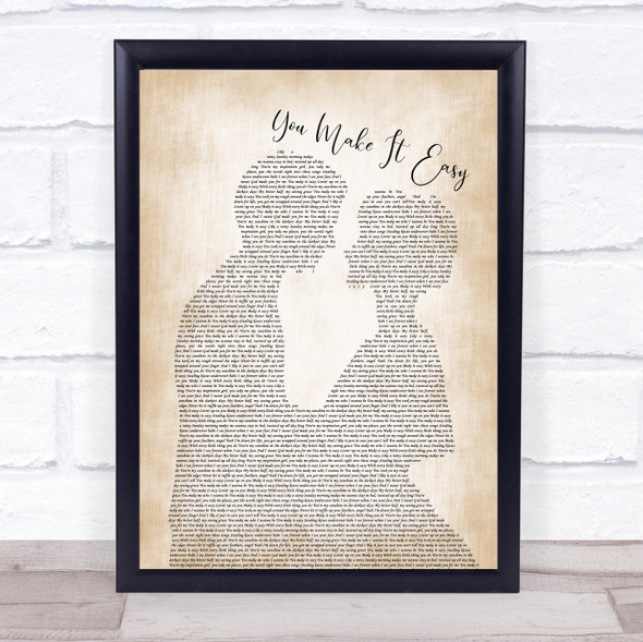 Jason Aldean You Make It Easy Man Lady Bride Groom Wedding Song Lyric Music Gift Poster Print