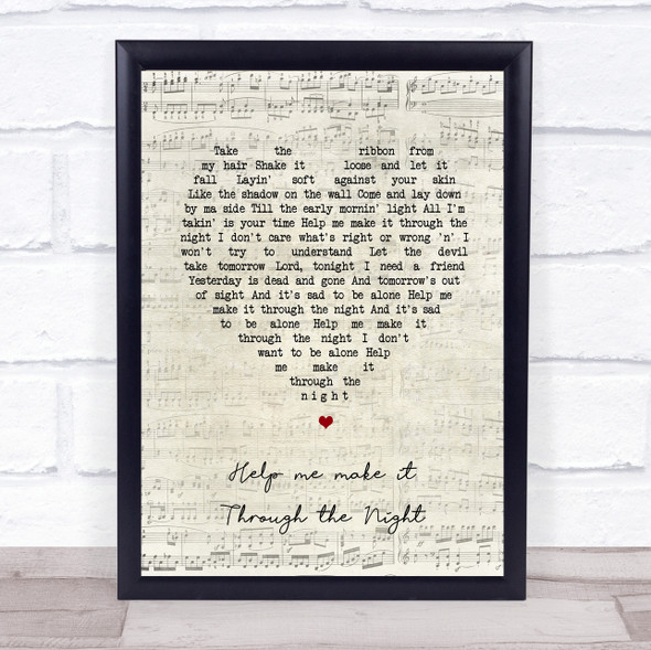 Gladys Knight Help Me Make It Through The Night Script Heart Song Lyric Music Gift Poster Print