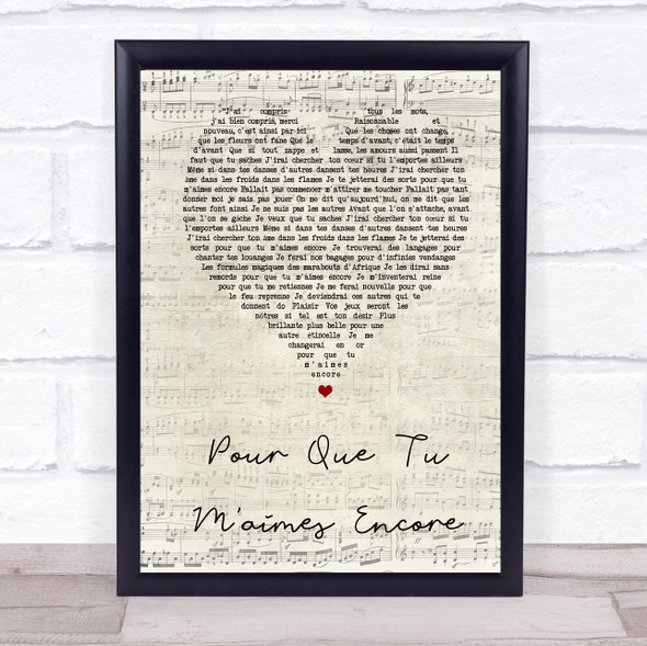 Celine Dion Pour Que Tu M'aimes Encore Script Heart Song Lyric Music Gift Poster Print