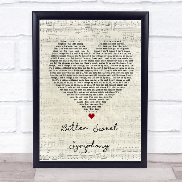 The Verve Bitter Sweet Symphony Script Heart Song Lyric Music Gift Poster Print