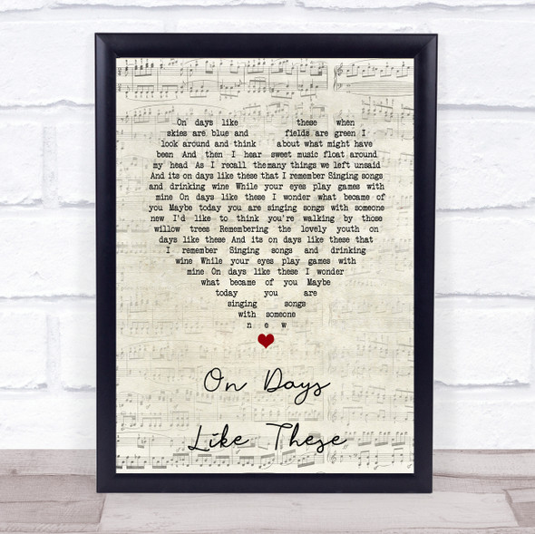 Matt Monro On Days Like These Script Heart Song Lyric Music Gift Poster Print