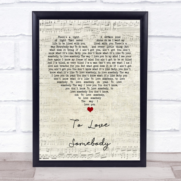 Michael Bolton To Love Somebody Script Heart Song Lyric Music Gift Poster Print