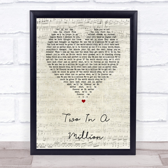 S Club 7 Two In A Million Script Heart Song Lyric Music Gift Poster Print