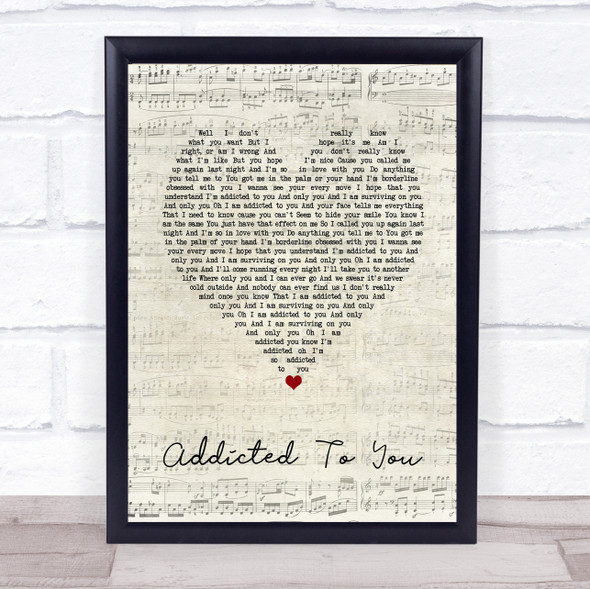 Picture This Addicted To You Script Heart Song Lyric Music Gift Poster Print