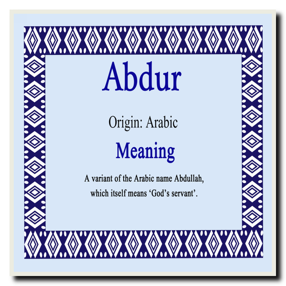 Abdur Name Meaning Coaster
