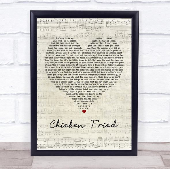 Zac Brown Band Chicken Fried Script Heart Song Lyric Music Gift Poster Print