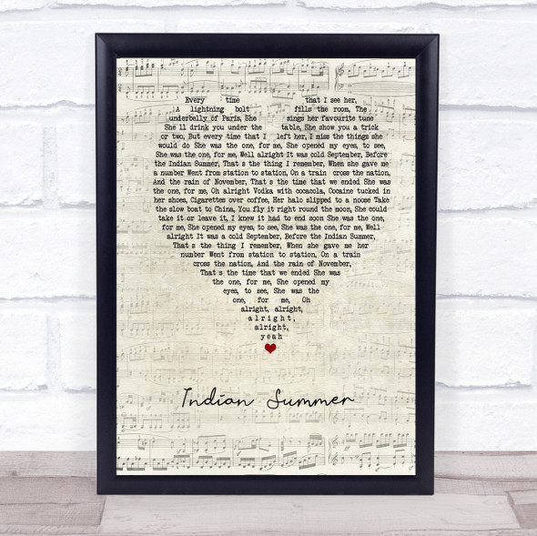 Stereophonics Indian Summer Script Heart Song Lyric Quote Music Gift Poster Print