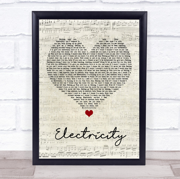 Silk City & Dua Lipa Electricity Script Heart Song Lyric Music Gift Poster Print