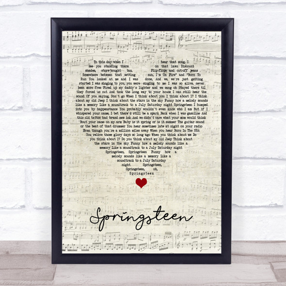 Eric Church Springsteen Script Heart Song Lyric Music Gift Poster Print