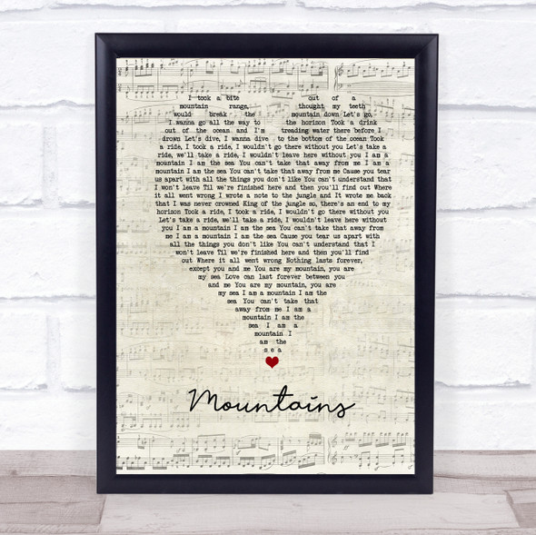 Biffy Clyro Mountains Script Heart Song Lyric Music Gift Poster Print