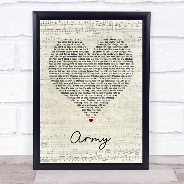 Ellie Goulding Army Script Heart Song Lyric Music Gift Poster Print