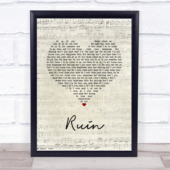 Shawn Mendes Ruin Script Heart Song Lyric Music Gift Poster Print