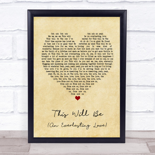 Natalie Cole This Will Be (An Everlasting Love) Vintage Heart Song Lyric Music Gift Poster Print