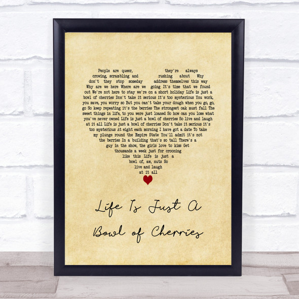 Doris Day Life Is Just A Bowl of Cherries Vintage Heart Song Lyric Music Gift Poster Print