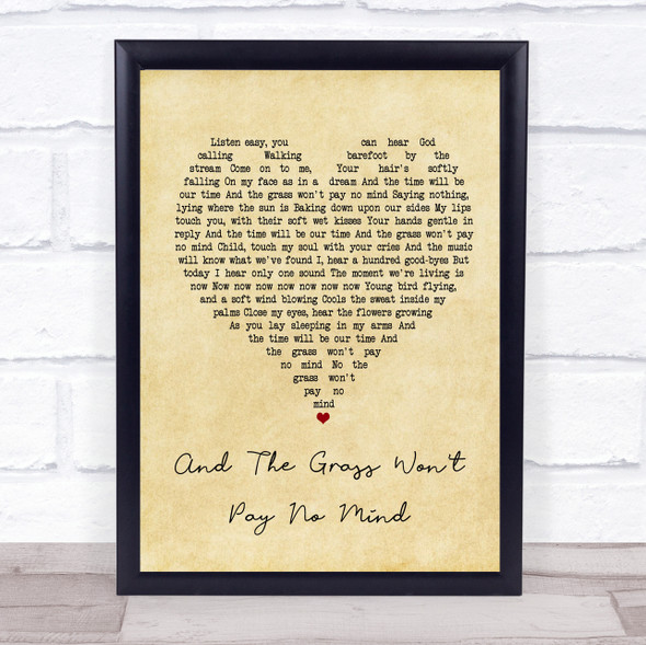 Elvis And The Grass Won't Pay No Mind Vintage Heart Song Lyric Music Gift Poster Print