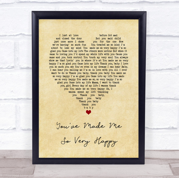 Blood, Sweat & Tears You've Made Me So Very Happy Vintage Heart Song Lyric Music Gift Poster Print