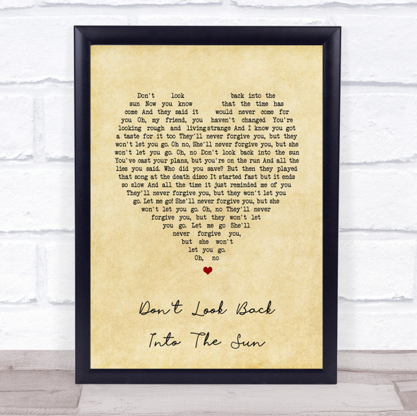 The Libertines Don't Look Back Into The Sun Vintage Heart Song Lyric Music Gift Poster Print