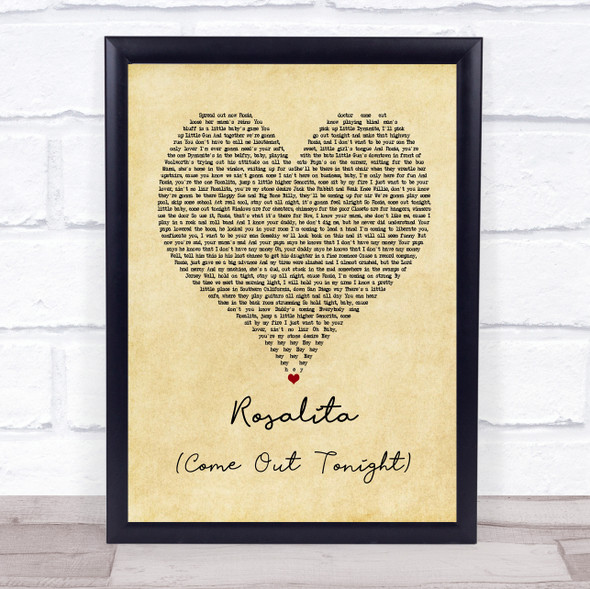 Bruce Springsteen Rosalita (Come Out Tonight) Vintage Heart Song Lyric Music Gift Poster Print