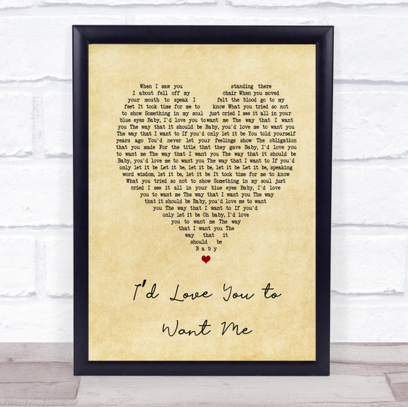 John Holt Id Love You to Want Me Vintage Heart Song Lyric Music Gift Poster Print