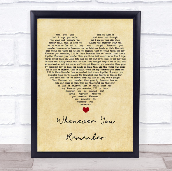 Carrie Underwood Whenever You Remember Vintage Heart Song Lyric Music Gift Poster Print