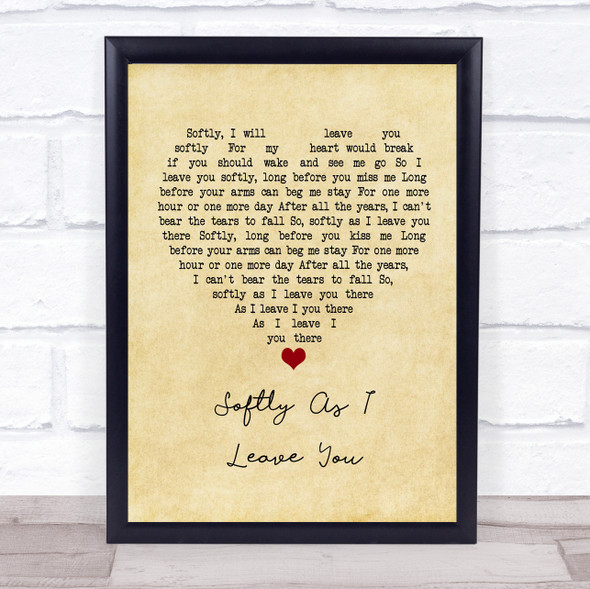 Matt Monro Softly As I Leave You Vintage Heart Song Lyric Music Gift Poster Print