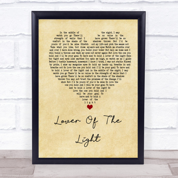 Mumford & Sons Lover Of The Light Vintage Heart Song Lyric Music Gift Poster Print