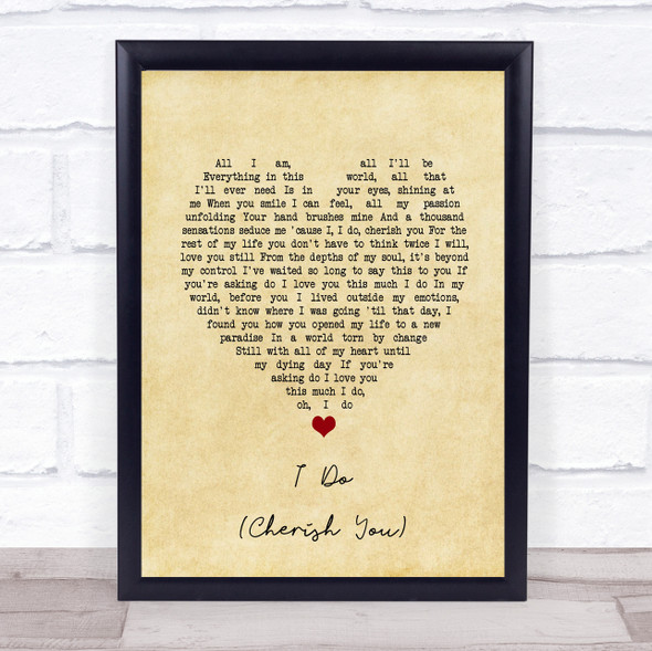 Mark Wills I Do (Cherish You) Vintage Heart Song Lyric Music Gift Poster Print