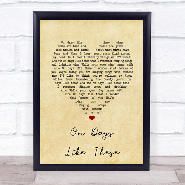 Matt Monro On Days Like These Vintage Heart Song Lyric Music Gift Poster Print