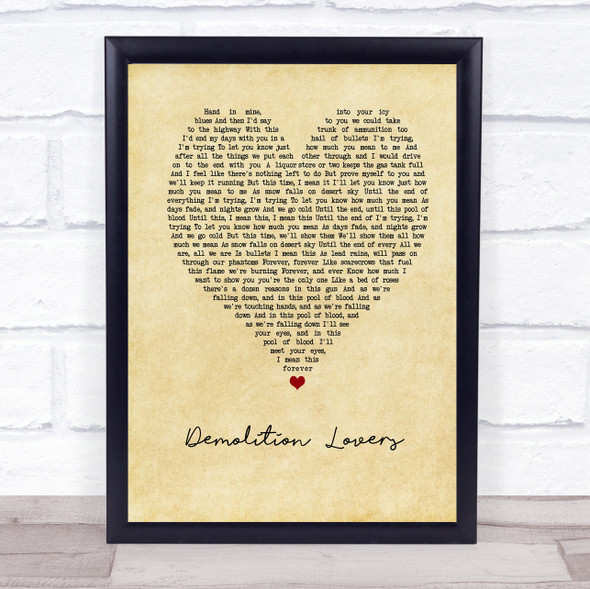 My Chemical Romance Demolition Lovers Vintage Heart Song Lyric Music Gift Poster Print