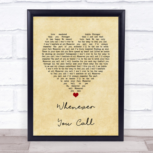 Mariah Carey Whenever You Call Vintage Heart Song Lyric Music Gift Poster Print