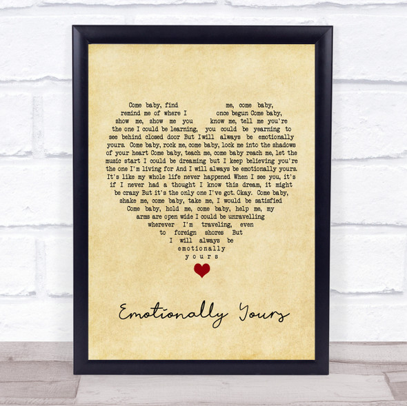 Bob Dylan Emotionally Yours Vintage Heart Song Lyric Music Gift Poster Print