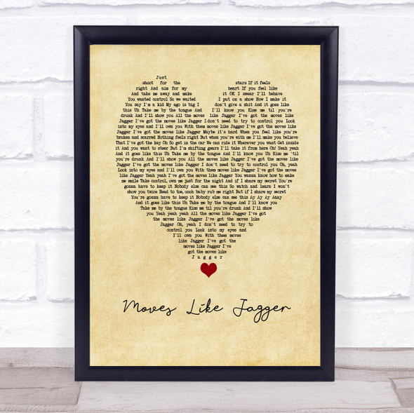 Maroon 5 Moves Like Jagger Vintage Heart Song Lyric Music Gift Poster Print