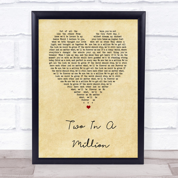 S Club 7 Two In A Million Vintage Heart Song Lyric Music Gift Poster Print